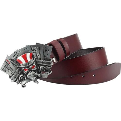 Poker Series Buckle Genuine Beather Decorative Belt