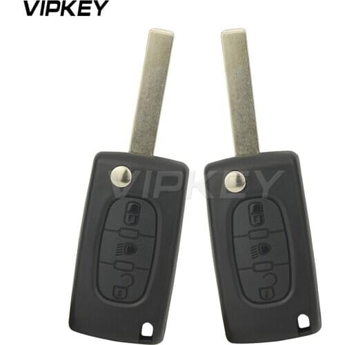 Remotekey 2pcs CE0536 Folding remote key 3 button with light button for Citroen Peugeot HU83 key blade 434mhz remotekey