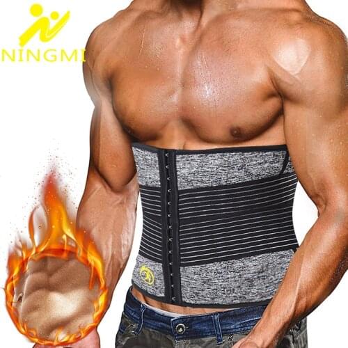 NINGMI Waist Trainer Belt Man Belly Shaper Corset for Weight Loss Slimming Belt Modeling Strap Sauna Body Shapewears Fajas