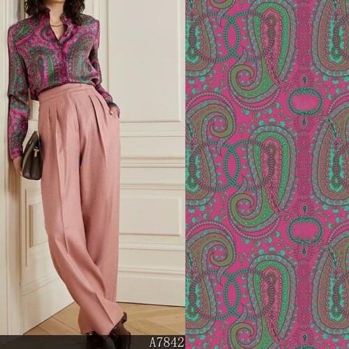Digital Printing Stretch Satin Mulberry Silk Fabric Summer Womens Clothing Cheongsam Dress Cloth by Meter Sewing Material