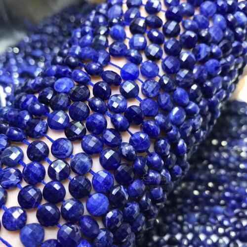 SAPPHIRE BLUE coin FACETED 4*6mm for DIY jewelry making 14inch loose beads FPPJ wholesale beads nature