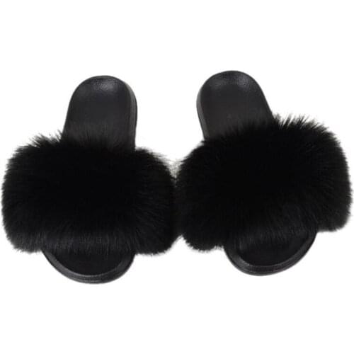 Summer fur slippers women faux fur slides ladies fake fur fluffy sandals girls beach home plush sliders female furry flip flops