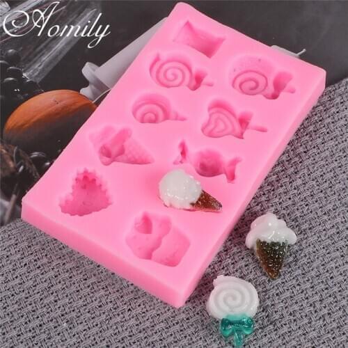 Aomily Ice Cream Lollipop Dessert Cake Mold Set Silicon Chocolate Jelly Candy Bakeware Mold Pastry Ice Block Soap DIY Mould