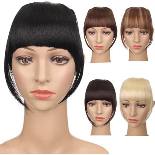 DIANQI straight hair thin air bangs heat resistance synthetic side bangs pure hair bang natural black hairpieces