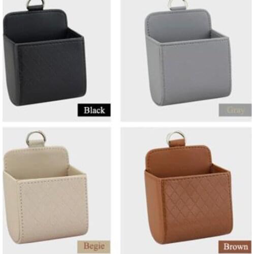Car Storage Bag Air Vent Dashboard Tidy Hanging Leather Organizer Box Glasses Phone Holder Storage Organizer Car Accessories