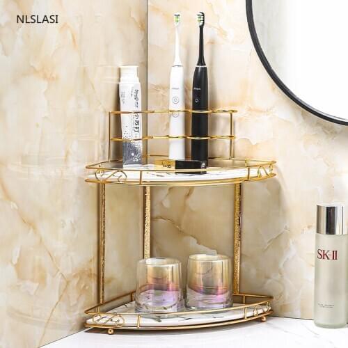 Light Luxury Marble Texture Ceramic Double Layer Tray Jewelry Storage Tray Dressing Table Desktop Racks Rack Home Accessories