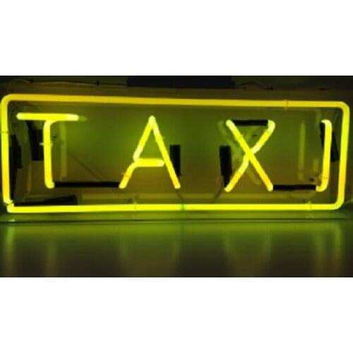 14“ Taxi Yellow Acrylic Custom Neon Light Lamp Sign Beer Bar Handmade Real Glass Decorate Home Wall Room Windows Tube Artwork