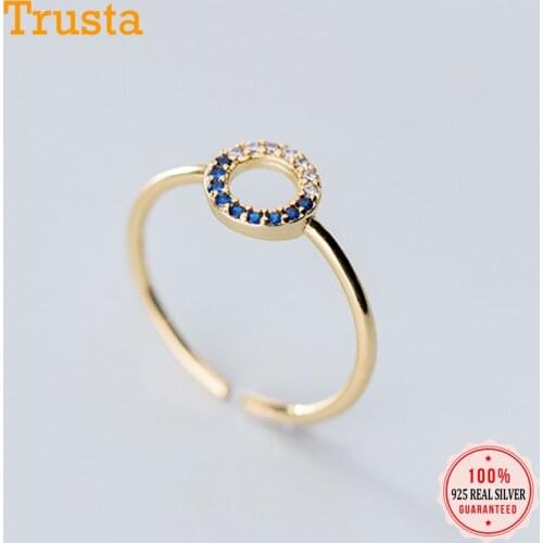 Trustdavis Genuine 925 Sterling Silver Fashion Hollow Round CZ Rings Size 5 6 7 8 Wonderful Gift For Girls Teen Ladys DS2368