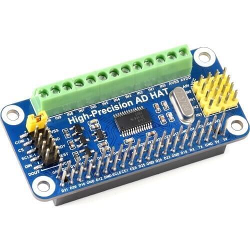 Waveshare High-Precision AD HAT For Raspberry Pi and Jetson Nano, ADS1263 10-Ch 32-Bit ADC