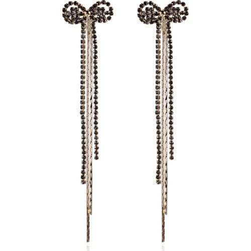 Banquet Engagement Earrings Women Earrings Fashion Charm Zircon Tassel Bowknot Earrings Give Girlfriend Birthday Gifts