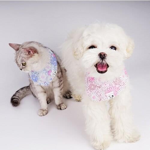 Pet Bandana Floral Pattern Kitten Drool Bib Puppy Scarf Cotton Cat Bib Dog Bandana Pet Neckchief For Kitten Puppy Pet Accessory