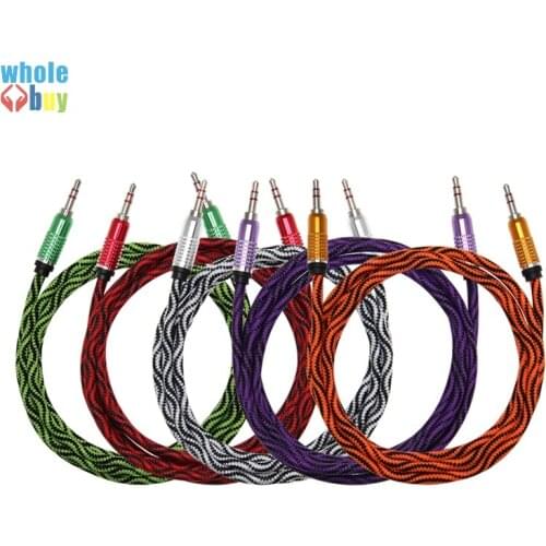 1.5M AUX Nylon Braided cable 3.5mm for Car Audio Cable Headphone Extension Code for Phone MP3 Car Headset Speaker 500pcs/lot