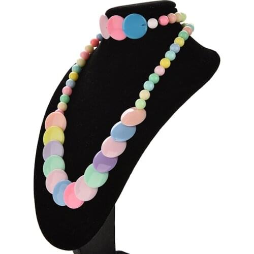 1 Set Kids Necklace Bracelet Child Girl Cute Jewelry Elastic Set Color Random