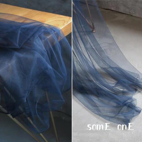 Mesh Tulle Fabric Dark blue DIY Summer Skirt Scarf Party Stage Clothes Decor Wedding Dress Designer Fabric 50*150cm