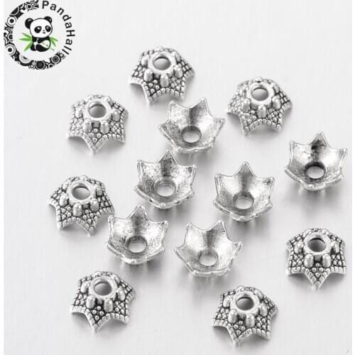 100pcs 7x3mm Tibetan Silver 6-Petal Flower Bead Caps End Cap for Jewelry Making DIY Bracelet Findings Lead Free Hole : 2mm