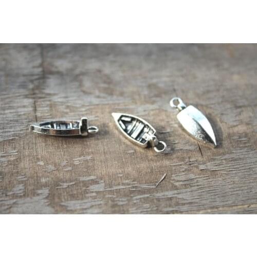 20pcs Dinghy Charm Dingey Charms Small Boat Charm 8mm x 22mm Tibetan Silver Water Sports Nautical Jewelry Bracelet Necklace