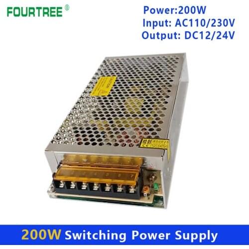 200W Switching Power Supply Light Transformer AC 110V 220V To DC 12V/16.5A 24V/9.5A Power Supply Source Adapter S-200-12V/24V