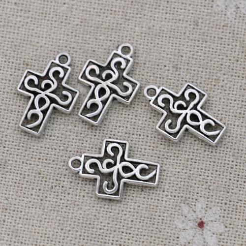 40PCS Tibetan Silver Plated Cross Charms Pendants for Jewelry Making Bracelet DIY Findings 19x13mm