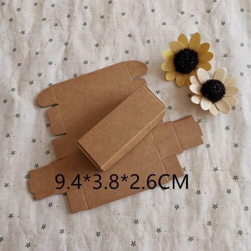 50Pcs 9.4*3.8*2.6cm Kraft Paper Boxes Brown DIY Gift Package Box Foldable Papercard Boxes For Christmas Wedding Decoration
