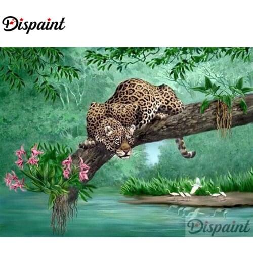 Dispaint Full Square/Round Drill 5D DIY Diamond Painting "Animal leopard scenery" Embroidery Cross Stitch 5D Home Decor A11910