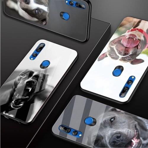 Pit Bull Lovely Pet Dog Pitbull Tempered Glass Phone Case For Huawei honor 8X 9 10i 20i 20Lite 20Pro 30 Pro Cover Shell