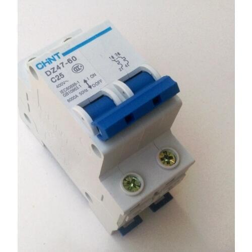 CHINT DZ47-60 C25 AC230/400V 2P 25A Rated Current 2 Pole Miniature Circuit Breaker