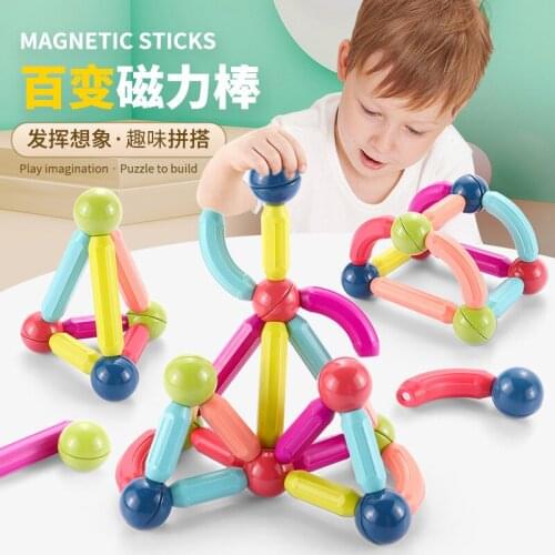 Childrens assembling architecture magnetic building blocks toys early education, assembling magnetic sticks lego architecture