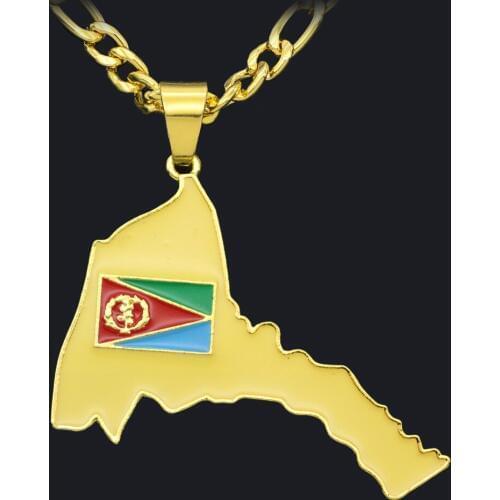 Fooderwerk Jewelry Fashion Eritrean Country Map Necklace Europe And America Hip Hop Gold Drop Necklace For Women