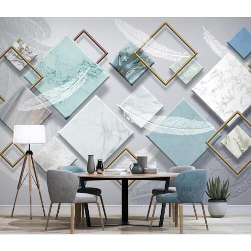 Custom wallpaper photo geometric white feather microcrystalline TV background wall painting home decoration 3d wallpaper murals