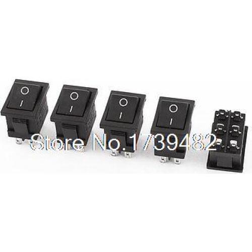Car Truck RV Boat ATV 6 Pins ON-OFF DPDT Rocker Toggle Switch Black 5PCS