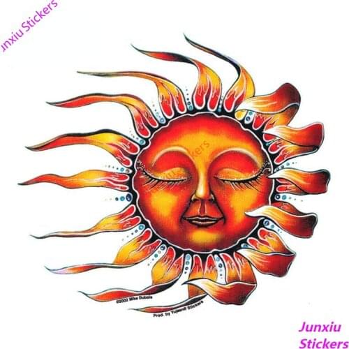 Personality Vinyl Car Stickers Hippie Celestial Sun Sticker for Bumper Camper Window Cool Laptop Exterior Women Decal PVC13x12cm