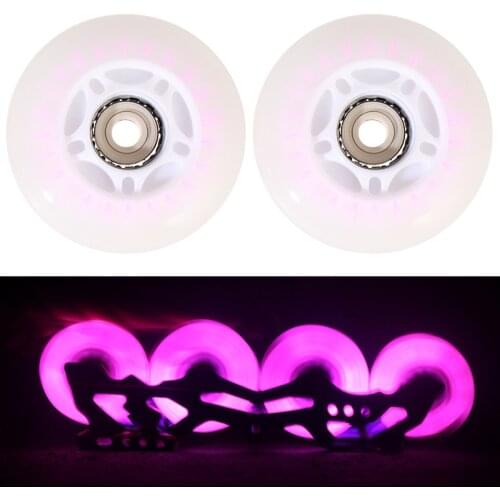 4pcs Ice Skates Luminous Wheels PU Flashing Wheels Beautiful Decorative Ice Skates Luminous Wheels (Colorful Light 60mm, Without