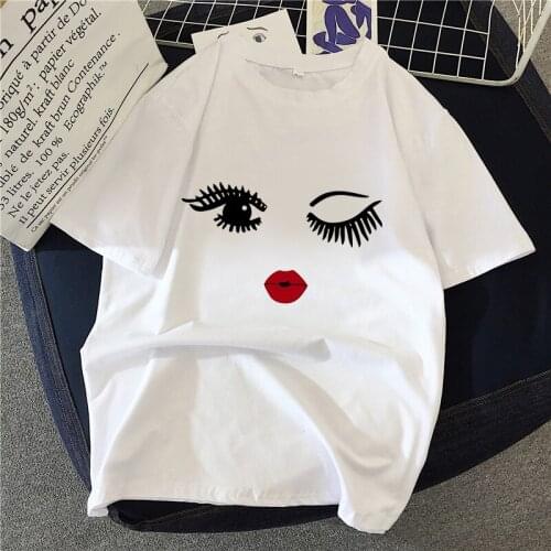 Fashion Harajuku Women T shirt Summer Casual Short Sleeve O Neck t-shirt Art Print Ladies White TShirt Tops