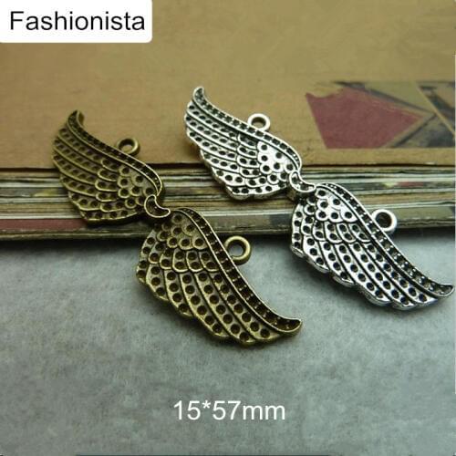 Fashionista 20 pcs Vintage Big Wing Connectors / Pendant,Antique Bronze/Silver 15*57mm,Good Quality Metal Alloy Jewelry Supplies