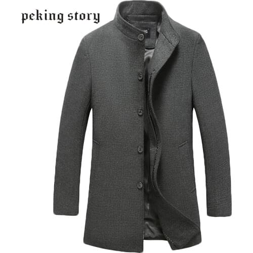 Mu Yuan Yang Mens Wool Jackets Large Size Autumn Men Woolen Coats Middle Long Jackets And Coats Mens Wool & Blends Overcoat