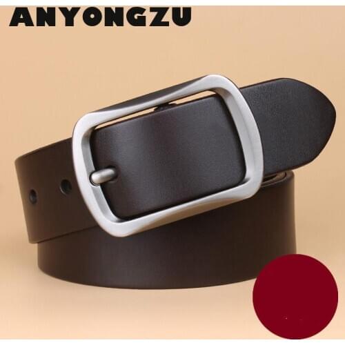 100% cowhide Men Belt Head Layer Needle Buckle Fashion Business Youth Pants Style Matching Jeans High quality Luxury Gift Coffee