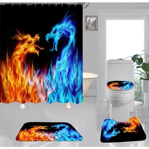 Home Decor Waterproof Shower Curtain Set with 12 Hooks Toilet Covers Bath Mat Bathroom Non-slip Rug Polyester Fabric Washable
