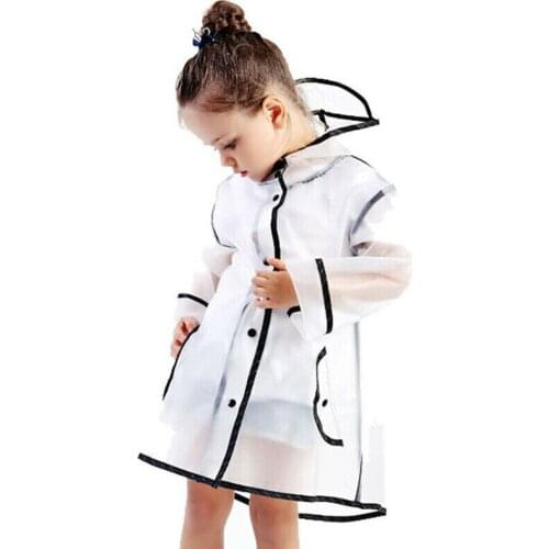 Waterproof Rain Poncho Clear Transparent Tour Children Raincoat Student Rainsuit Protective Covers Fashion EVA Kids Raincoat