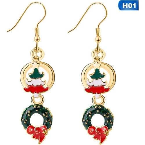 New Christmas Series Cute Bell Elk Snowflake Christmas Tree Santa Earrings Jewelery Fashion Festival Cute Christmas Gift