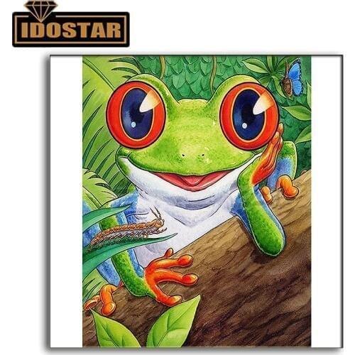 New 5D DIY Diamond Embroiderey Square/Round Diamond Mosaic "Big Eye Frog" Diamond Draw Diamond Decorative Painting Gift