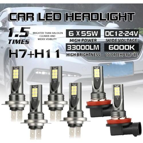 Fit for Hyundai Sonata 2011-2014 LED 6X Bulbs H7 Headlight Hi-Lo+ H11 Fog Lamp 6000K Drop Shipping