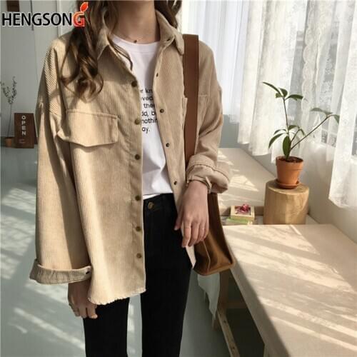 New Vintage Long Sleeve Shirts Spring and autumn Women Solid Batwing Sleeve Blouse Warm Corduroy blouses Women Tops