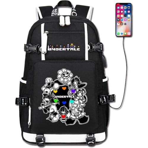 Anime Undertale Sans Skull USB Port Backpack Bag School Book Students Outdoor Shoulder Book Bag Rucksack Cosplay