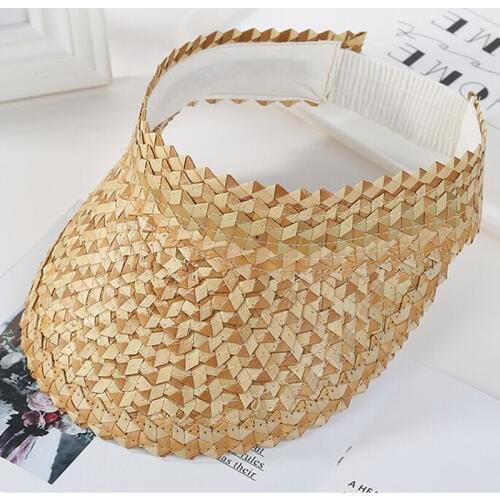 RUHAO Sun Hat For Women Summer Raffia Straw Sun Visor CAP Wide Brim Hat Women Beach Cap Ladies Korean Sun Visor
