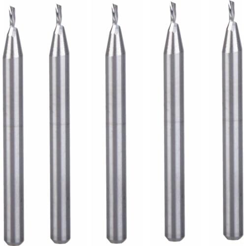 5Pcs 3.175X1.0X3MM Left Hand Single Flute Downcut Spiral Bits, High Efficiency Cutting Wood Acrylic Plastic Plate