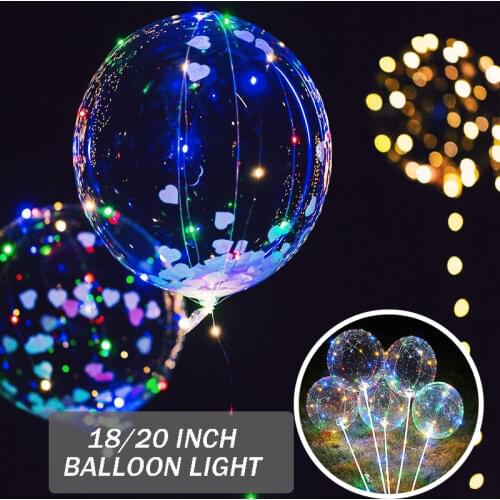 18/20 Inch DIY LED Luminous Balloon Lights Clear Bobo Balloons for Garden Home Christmas Halloween Holiday Party