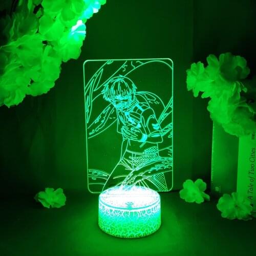 LED Light Tokyo Ghoul Anime Avatar Ken Kaneki Acrylic Night Lamp RGB Flashing Cool Gift 3D Cartoon Children Bedroom Decor