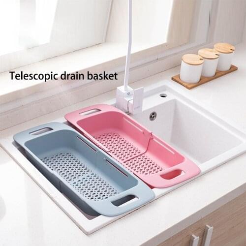 Telescopic Drain Basket Storage Rack Telescopic Drain Rack Dishwasher Filter Drain Storage Basket Adjustable Sponge Soap Rack
