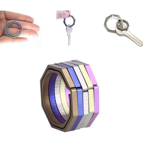 Titanium TC4 Ti Octagon Keychain Key multi gear buckle gadget hang Pocket Hook kit tool clip Keyring ring outdoor camp hike edc