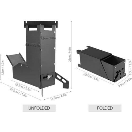 Outdoor Camping Rocket Stove Foldable Barbecue Oven Stainless Steel Stove Backpacking Tent Hiking Picnic Cookware Tools